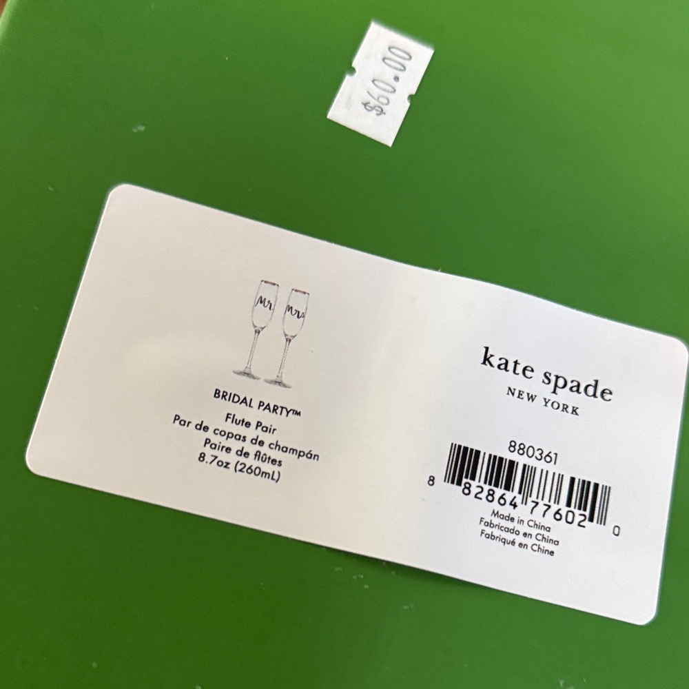 Kate Spade Mr. Champagne Glass with Gold Accent NEW - Picture 2 of 3